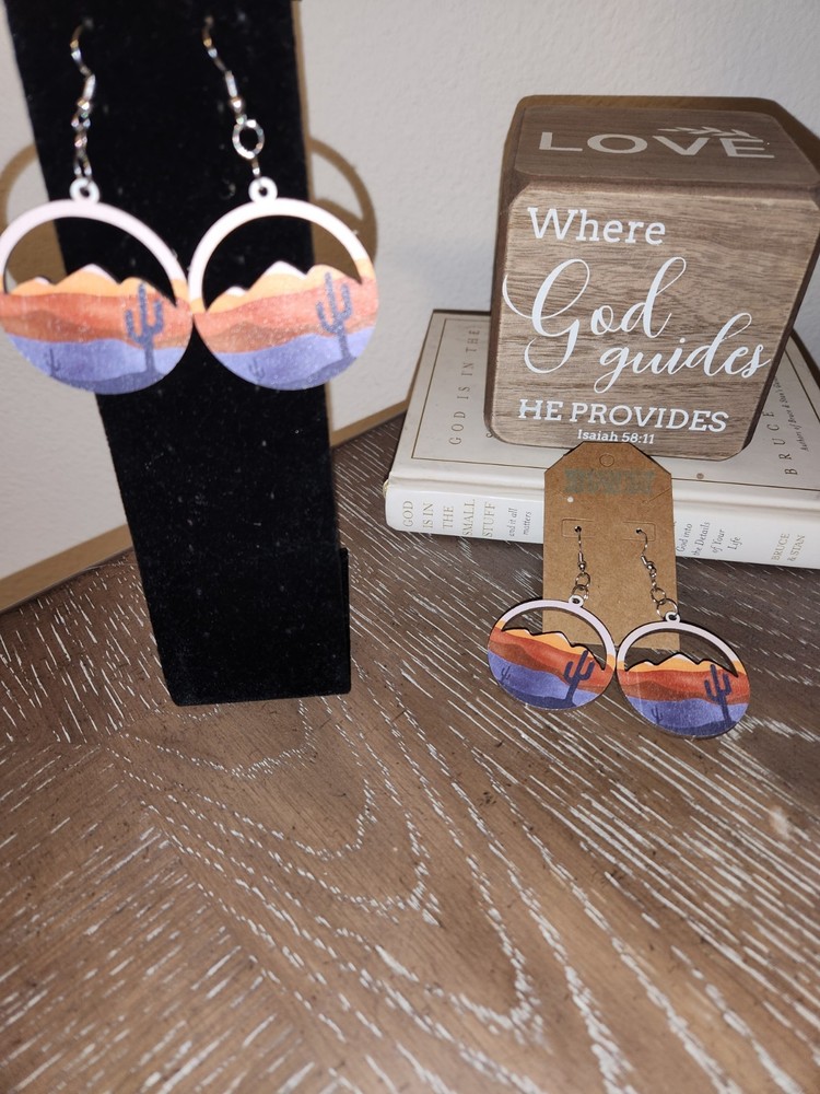Desert Sunset Wood Earrings