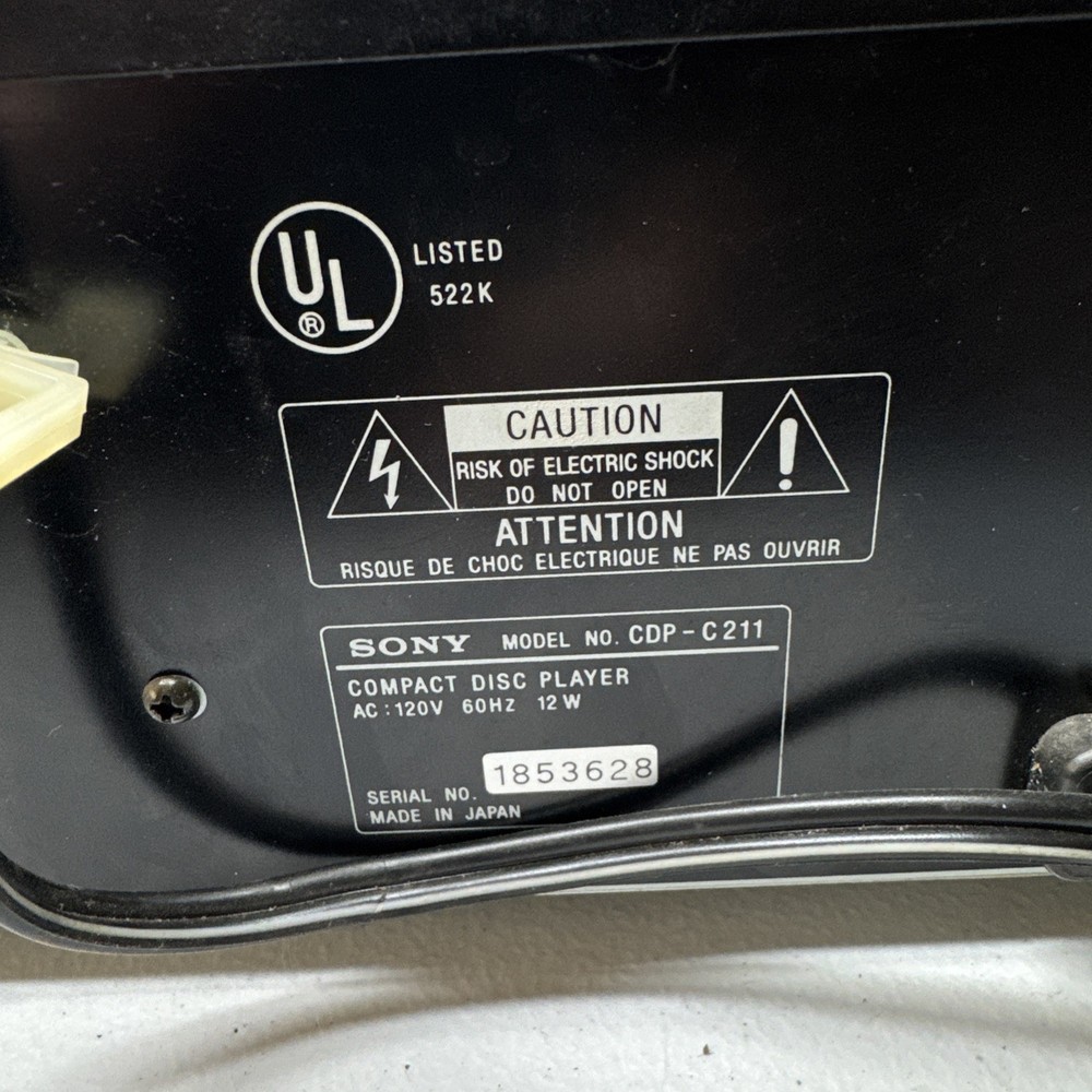 Sony CDP-C211 5-Disc Carousel CD Compact Disc Changer Player - Tray Doesn’t Open