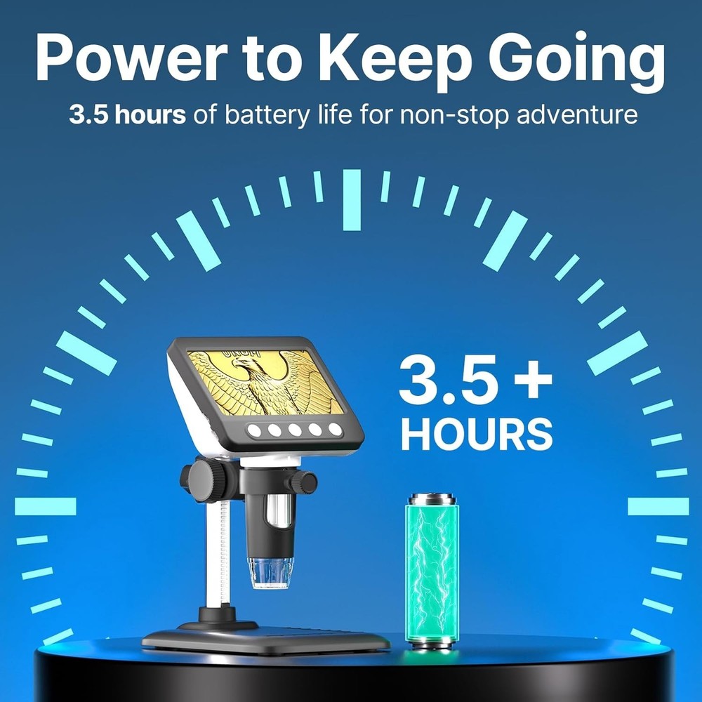 Versatile 1080P USB Digital Microscope with 4.3" LCD and 8 Adjustable LED Lights