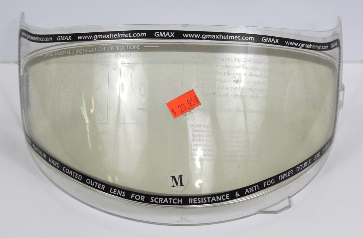 GMAX FF8 Replacement Dual Lens Motorcycle Helmet Shield, Size Medium, Clear New