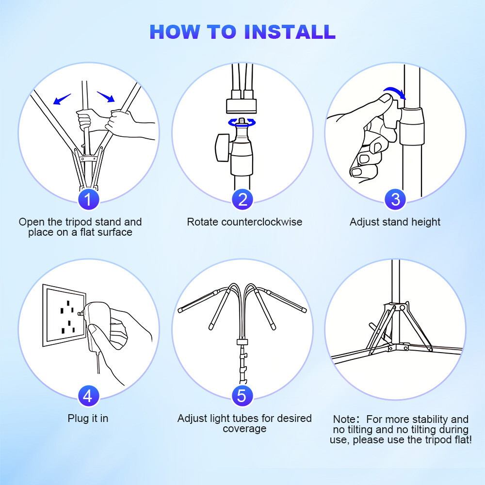 60W UV Tanning Lamp for Face & Body 432 LED Self-Tanning Light w/Protect Goggles