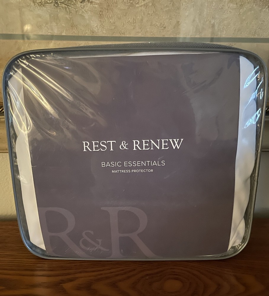 Rest & Renew Basic Essentials Mattress Protector Queen Size, White, 18”
