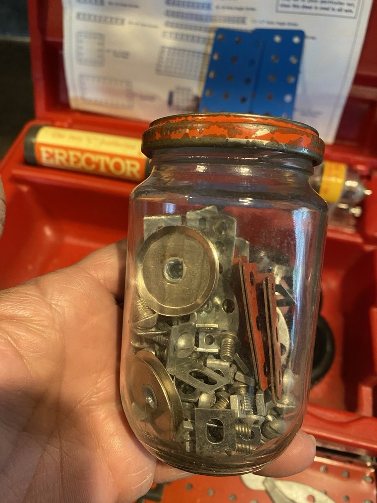 A. C. Gilbert Erector Set with Red Plastic Case 1970s Vintage