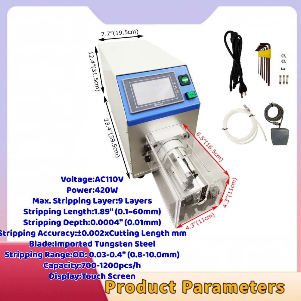 Multi-layer Rotary Wire Stripping Machine 420W Precision Coaxial Cable Stripper