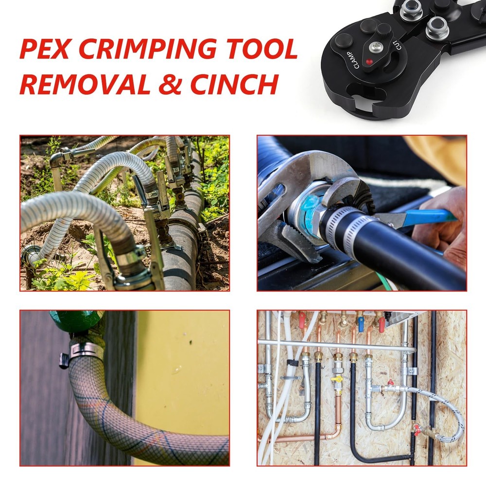 MGYOO Pex Crimping Tool Kit Cinch and Remove Dual-Function Crimp Black