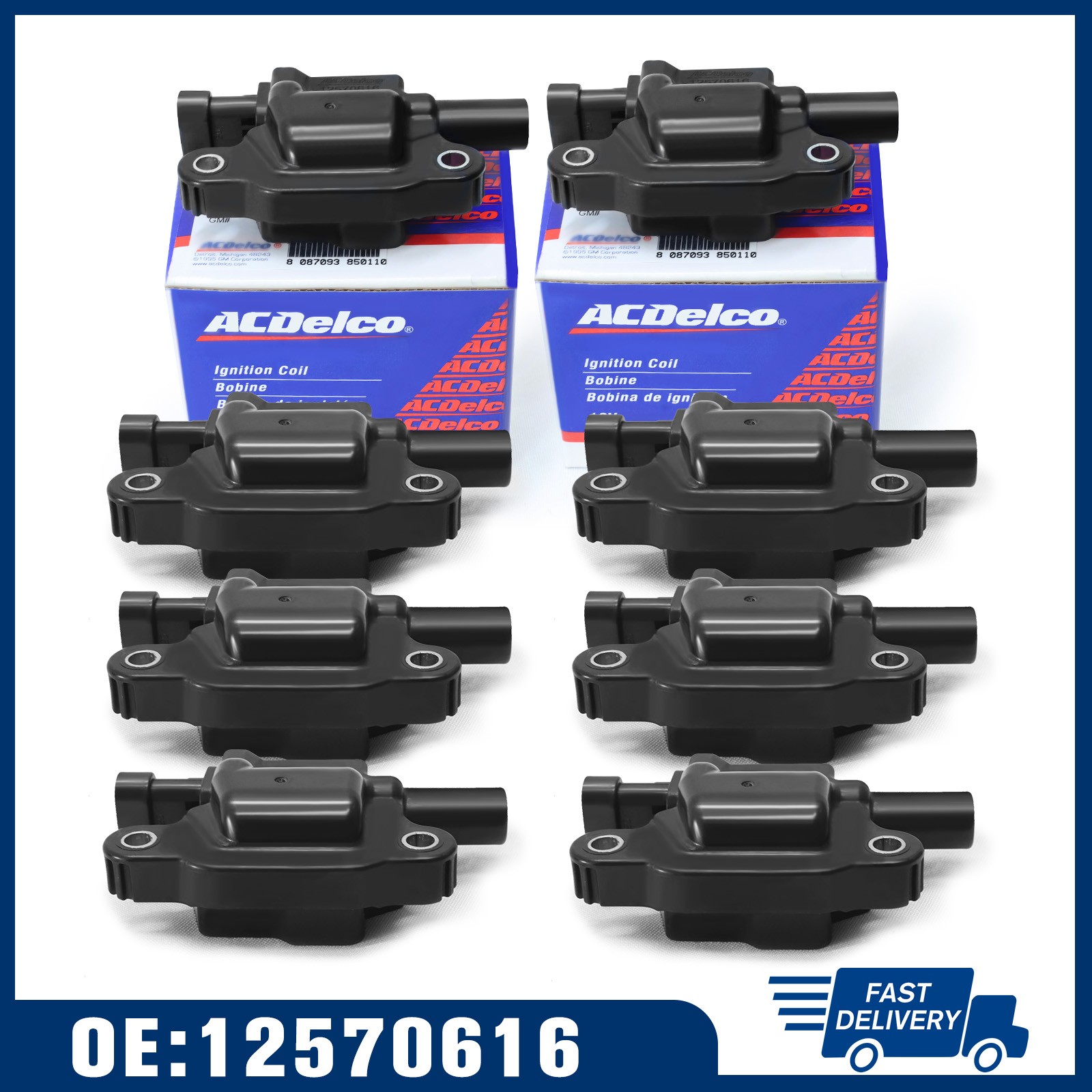 8x Genuine Ignition Coil D510C For Chevrolet UF413 12570616 BSC1511 12611424.