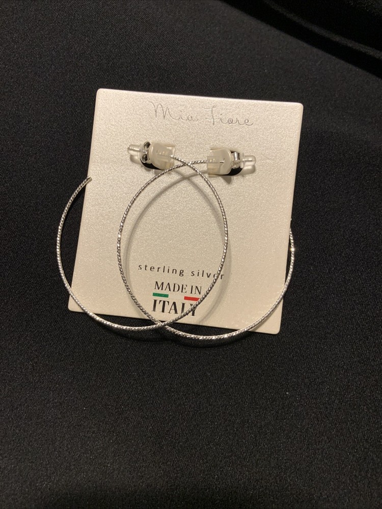 Mia Fiore Sterling Silver Hoops Made In Italy Diamond Cut