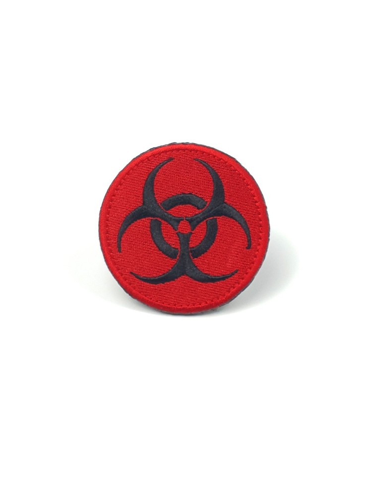 Biohazard Design Red - Embroidered Patch 2.5" - Hook and Loop - Tactical Patch