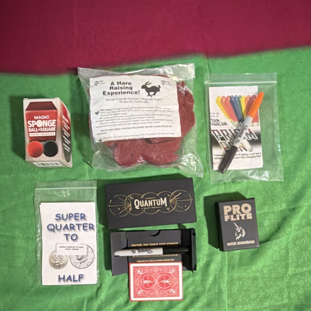 Sharpie Magic Trick Set Quantum Pen, Pro Flite Ring, Sponge Balls, Super Quarter