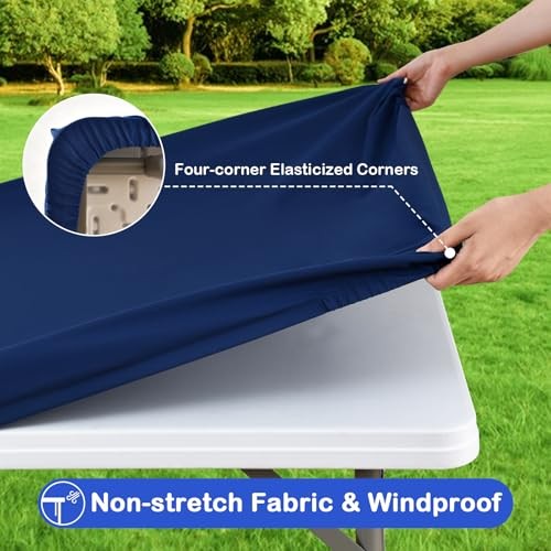 Rectangle Waterproof Fitted Tablecloth 30x60 60" x 30" (Rectangular) Navy Blue