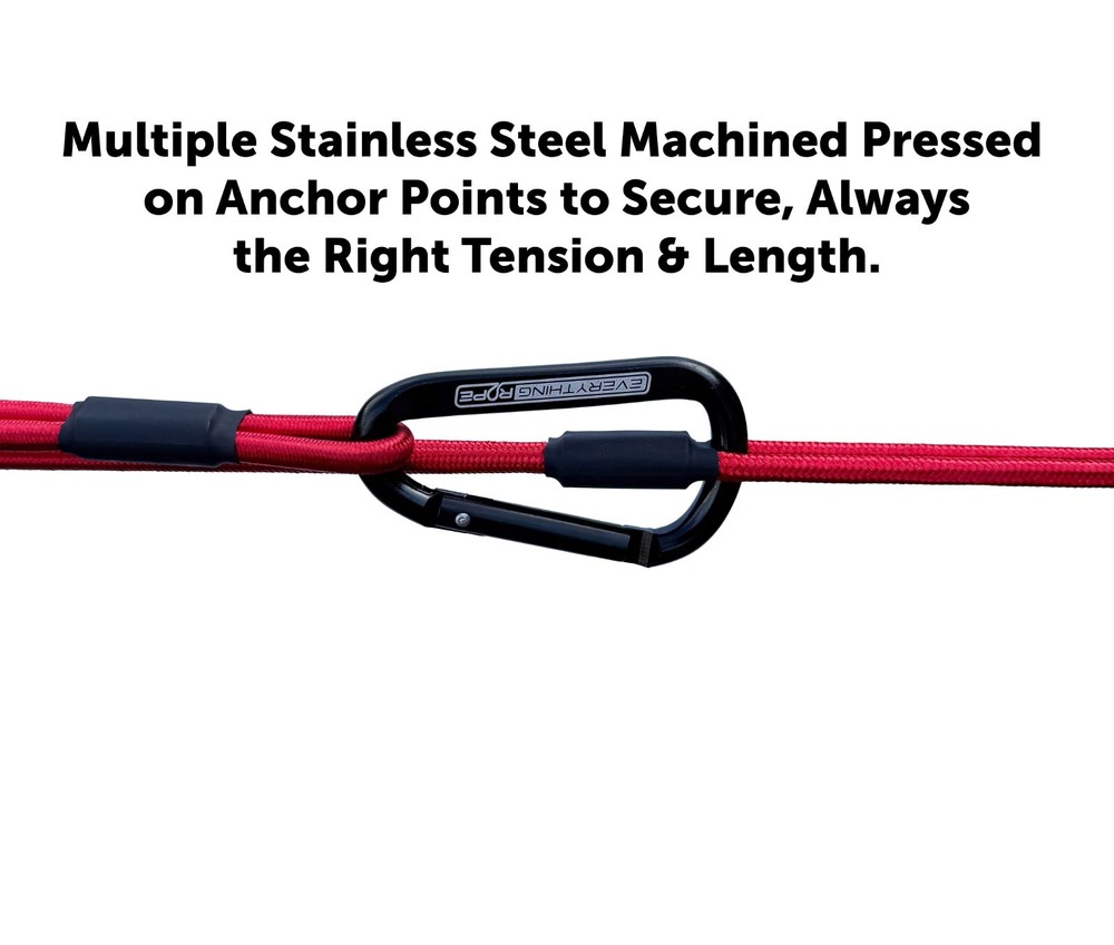 Red - Everything Rope Bungee Cord with Hooks, Adjustable Shock Cord
