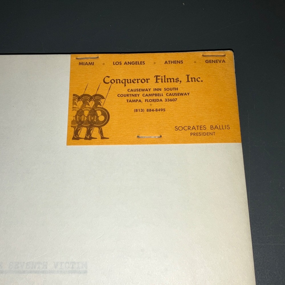 SEVENTH VICTIM (c1970s) Unmade Action-Exploitation w/Casting Notes + COA!
