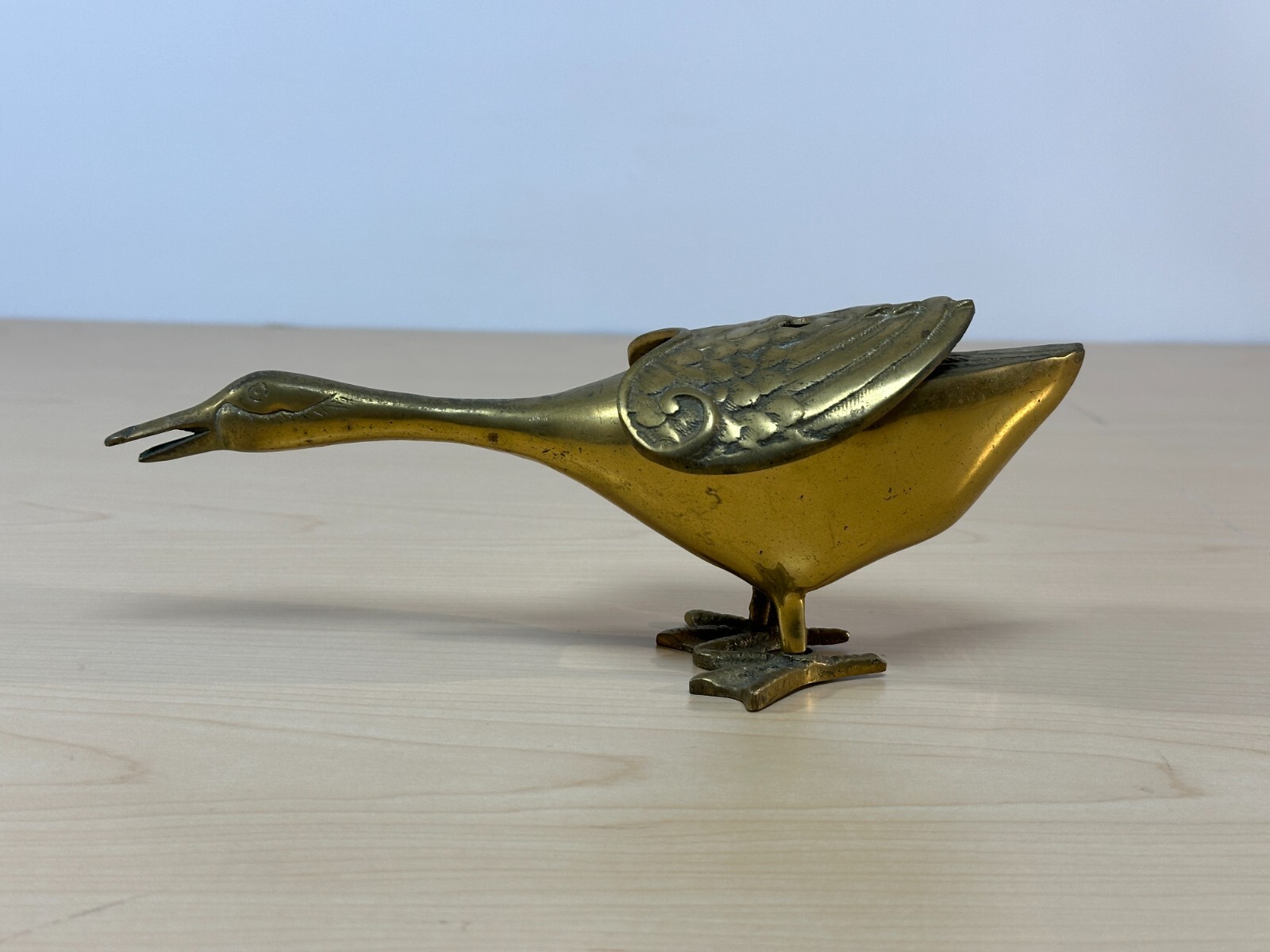 Brass Goose Duck Trinket Dish, Removable Wings, Boyd Jewelers RARE
