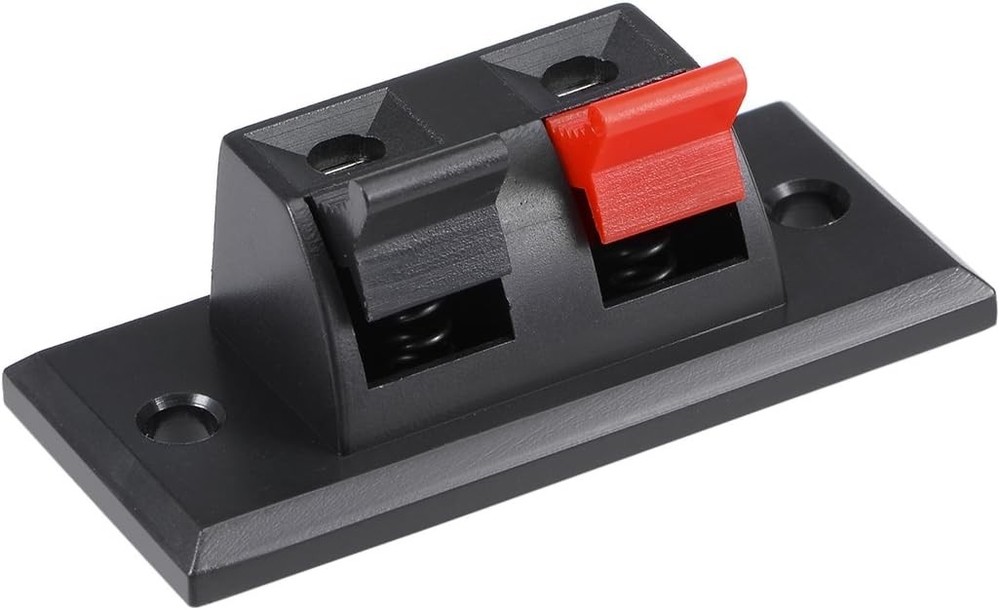 uxcell 2pcs 2 Way Jack Socket Spring Push Release Connector Speaker 2, Black