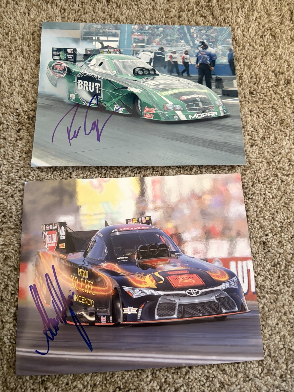 Authentic Autographed 8x10 Lot Of 12 NHRA Photos-Beckman, Capps, Hagan, Etc