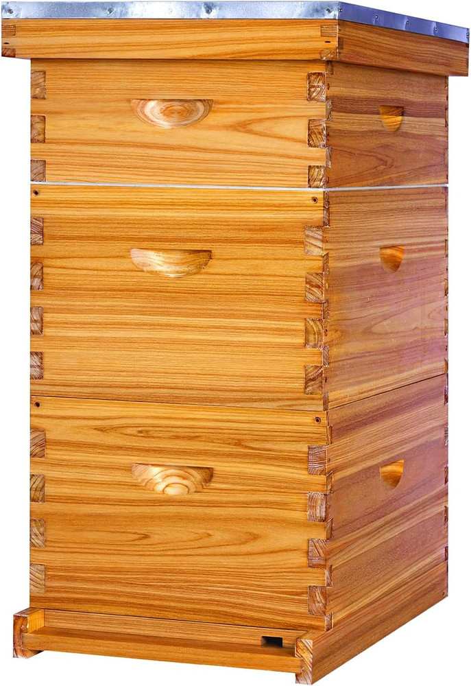 Honey Lake 8-Frame Langstroth Beehive Starter Kit, Beeswax-Coated Hive Boxes wit