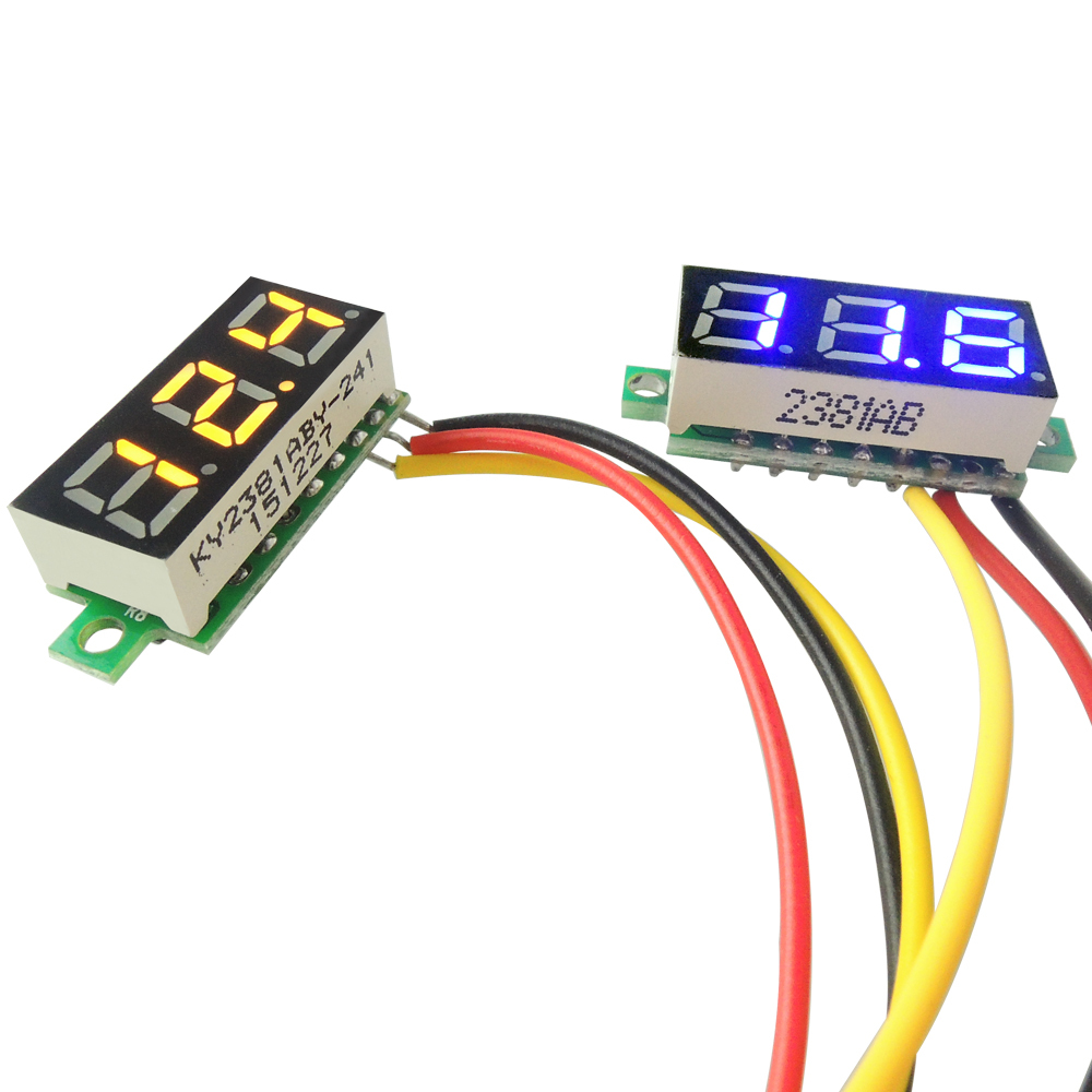 10 PCS Mini DC 0-100V 0.28" 3-Digital Voltmeter LED Voltage Panel Meter 3-Wires