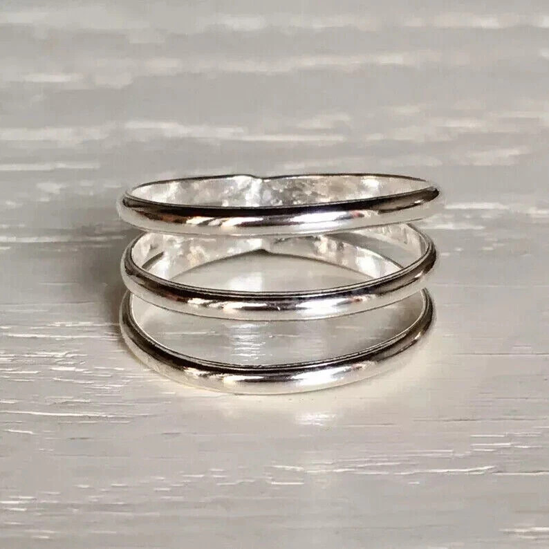 Solid 925 Sterling Silver Meditation Ring Band Statement Handmade Ring All Size