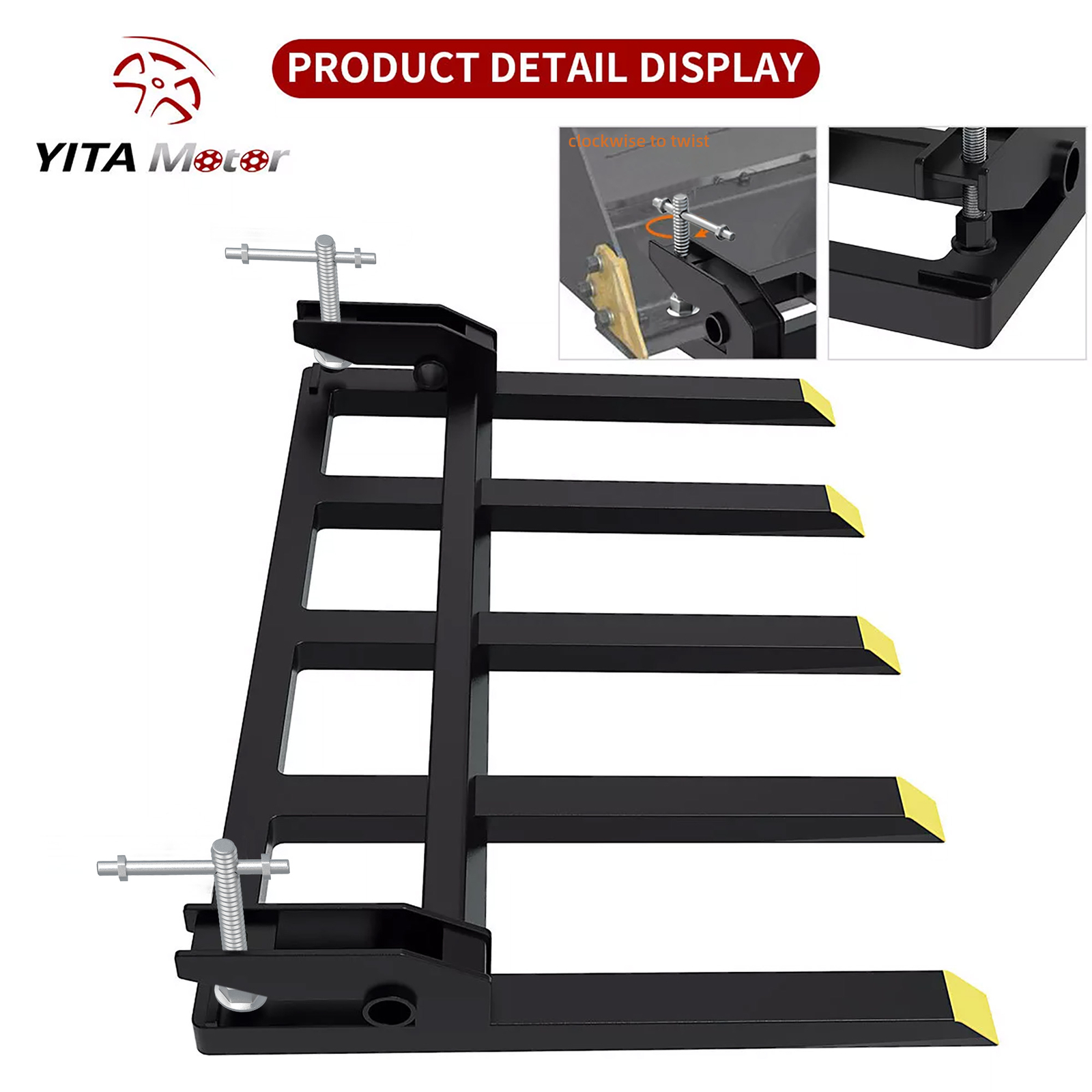 42" Clamp on Debris Pallet Fork for Tractor Skid Steer Buckets Attachment 2500lb