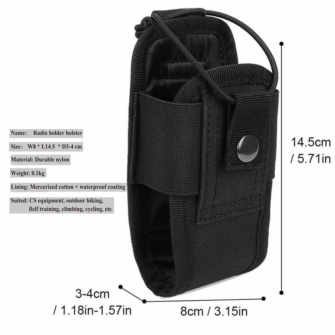 Black Radio Pouch Holder Universal for Duty Belt Walkie Talkie Holster Case Bag