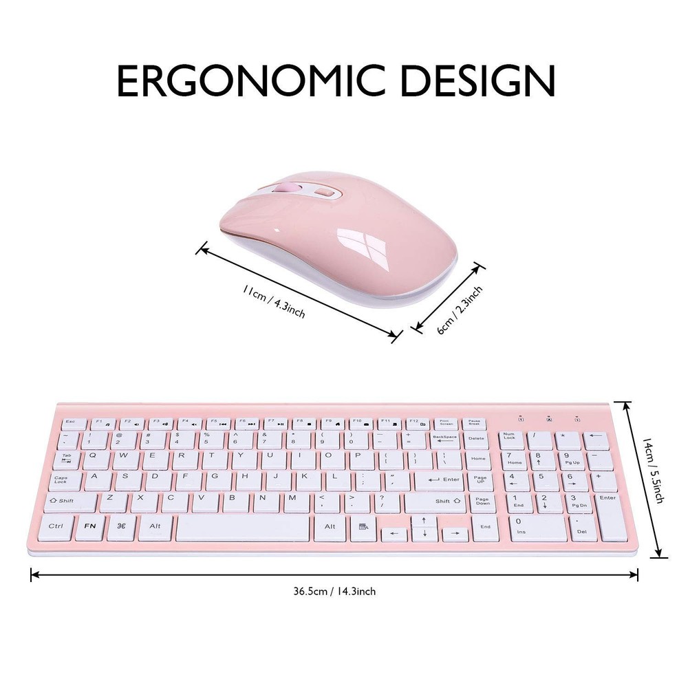 Wireless Keyboard and Mouse Combo Compact Full Size Wireless Keyboard and Mou...