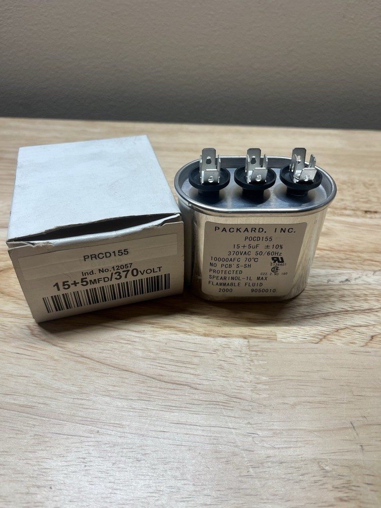 Packard  PRCD155  Oval Run Capacitor 370V