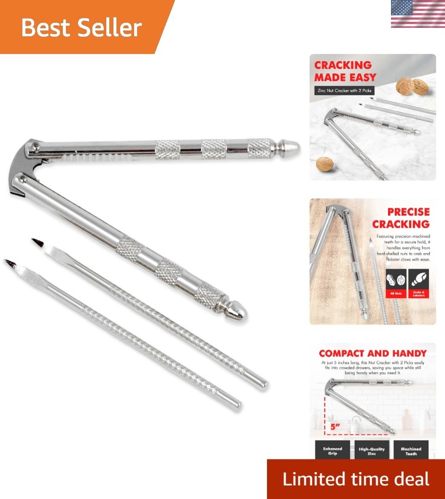 Compact Nut Cracker with Picks - Sturdy Stainless Steel for Effortless Cracking