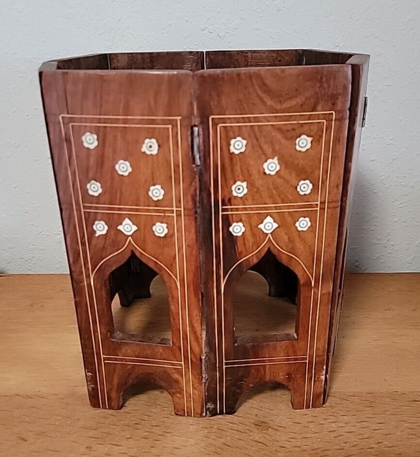 Vintage Carved & INLAID  Middle Eastern Octangle Table Base