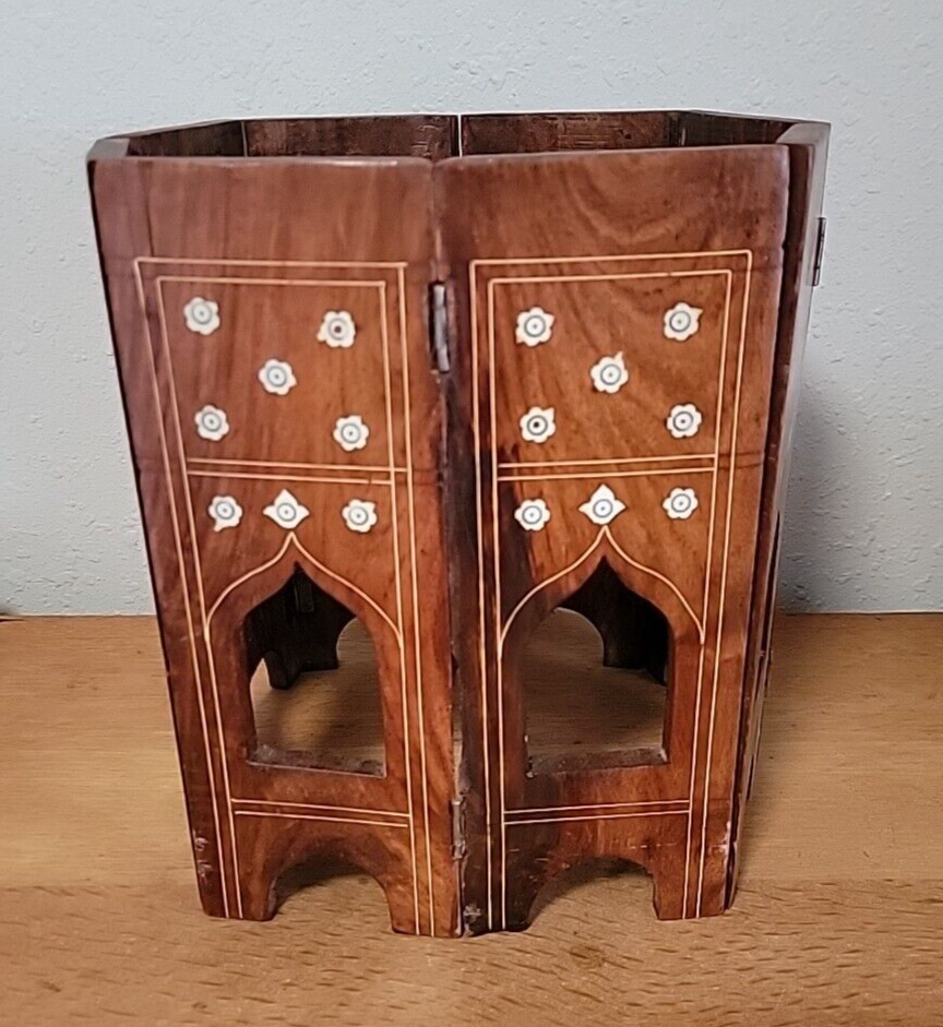 Vintage Carved & INLAID Middle Eastern Octangle Table Base