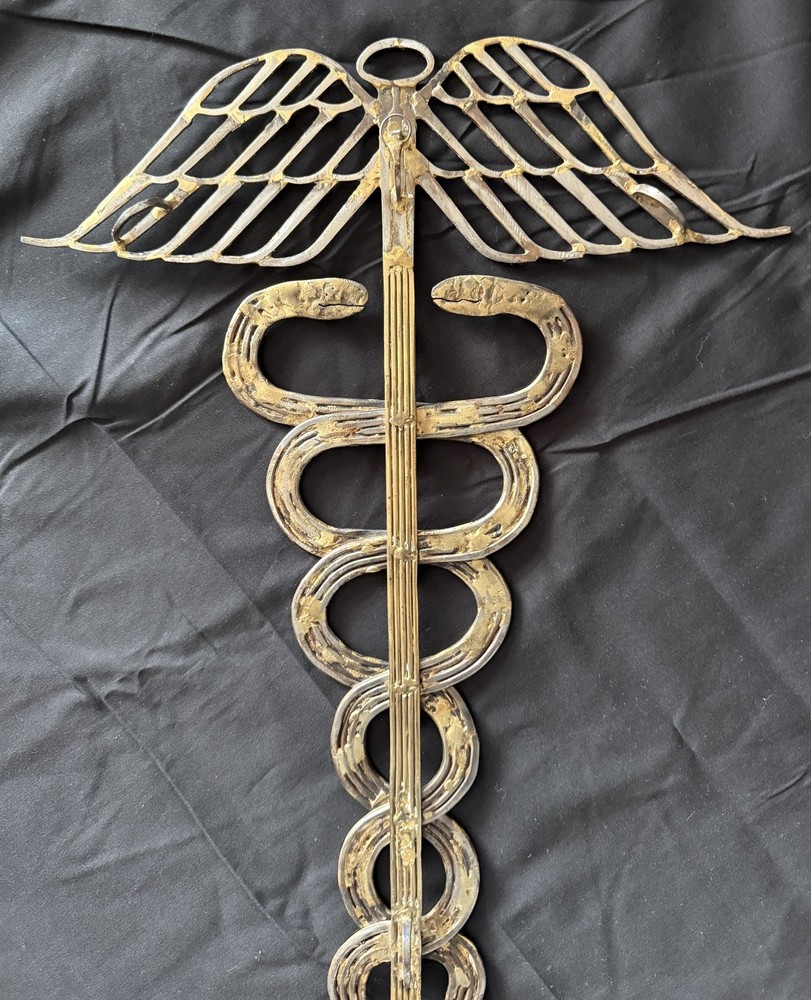 Caduceus metal wall mount