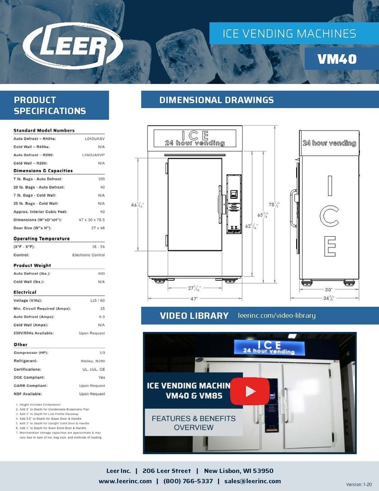 Leer Ice Vending Machine Model 40
