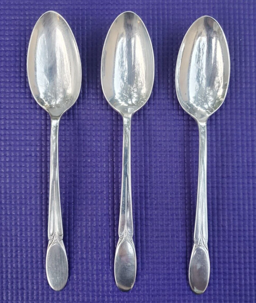 3-International Silver SYLVIA Silverplate TABLE/SERVING SPOONS 8.5"