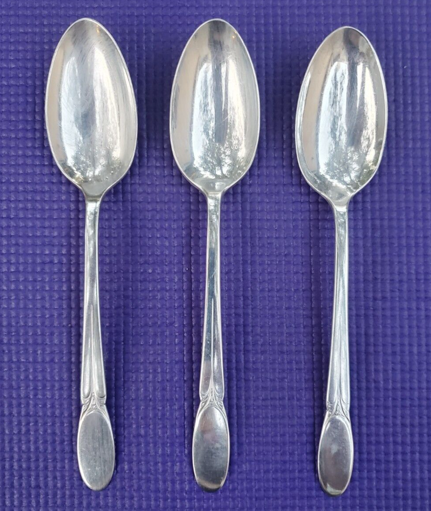 3-International Silver SYLVIA Silverplate TABLE/SERVING SPOONS 8.5"