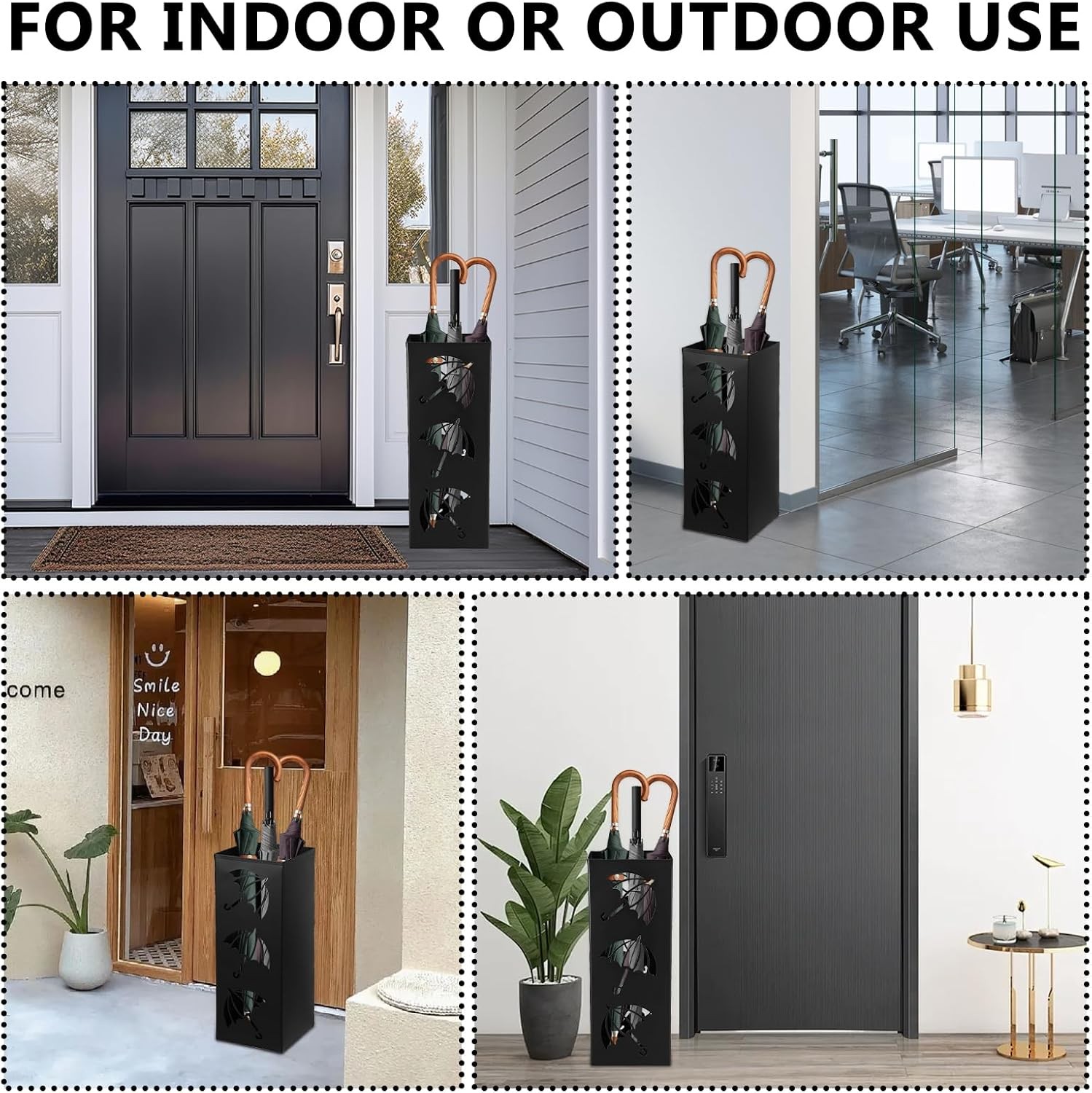 Metal Umbrella Holder Square Umbrella Stand Rack for Entryway Freestanding Rain