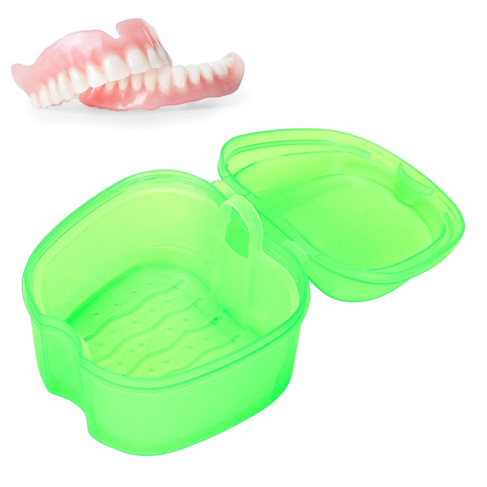 Denture Bath Case Box Soak Container Colored False Teeth Storage Box With