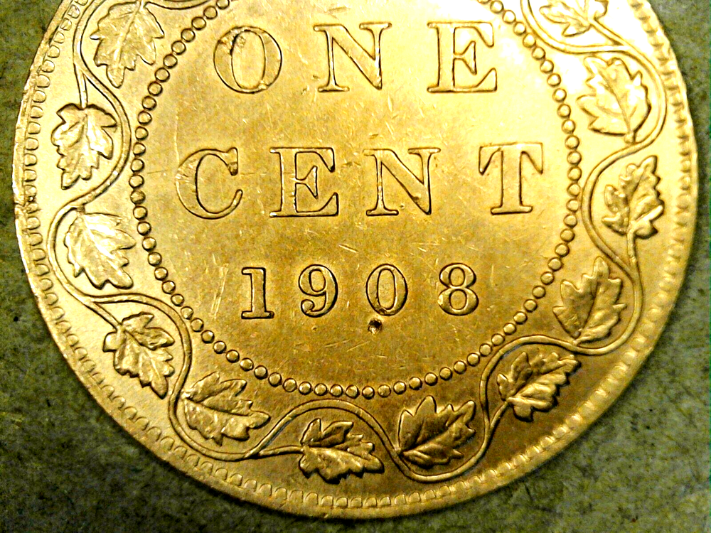 1908 Canada Large Cent Circ. BN Die-Crack Re-Punched Errors King Edward VII