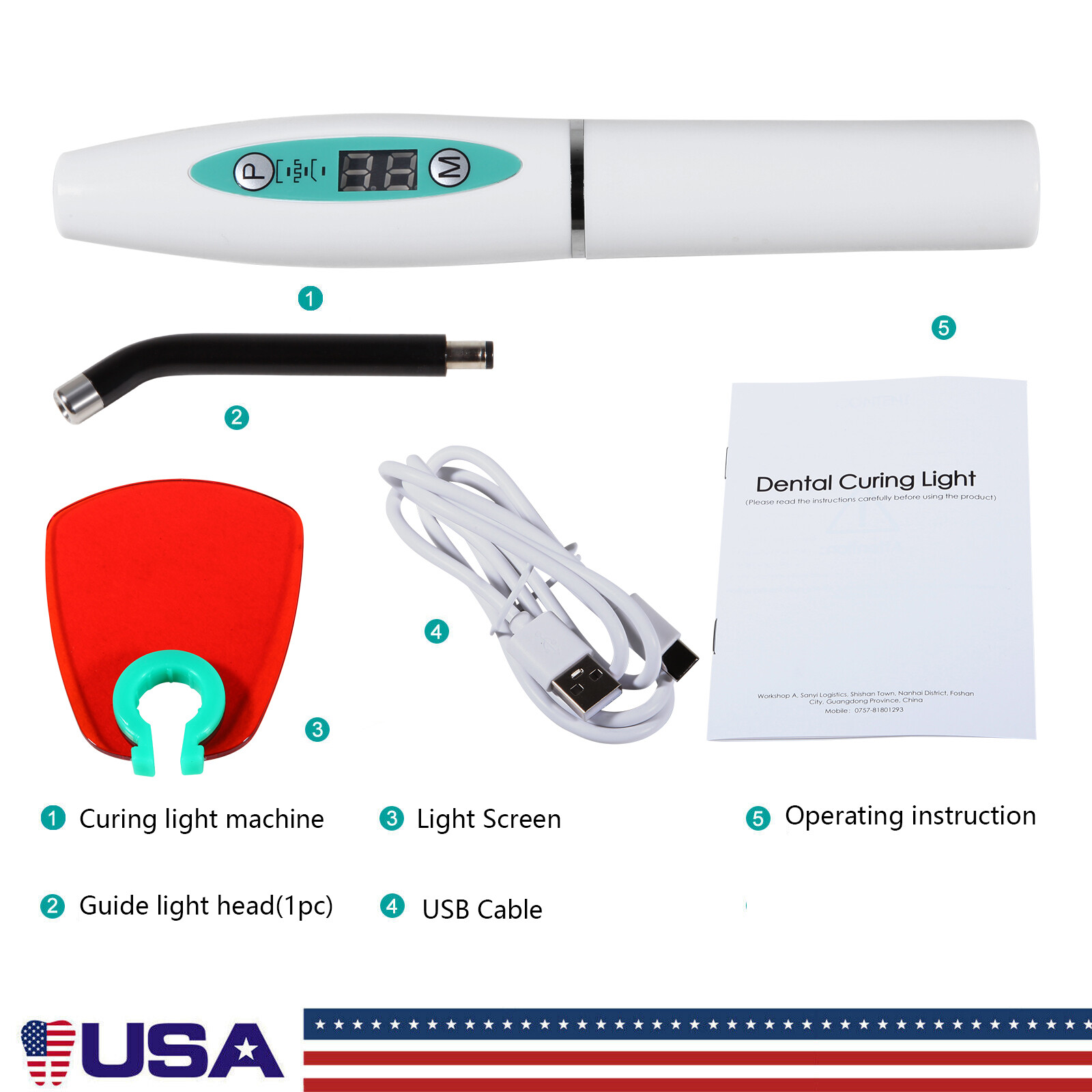 Dental LED Curing Light Lamp Wireless Cordless Resin Cure 5W 2000MW FDA