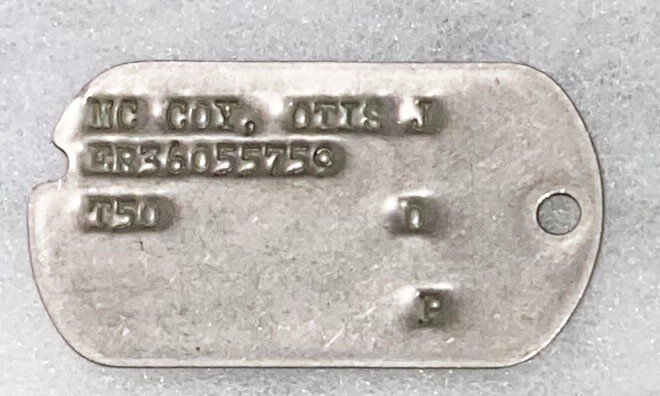 Post-WWII Otis Mc Coy T-50 Single Dog Tag