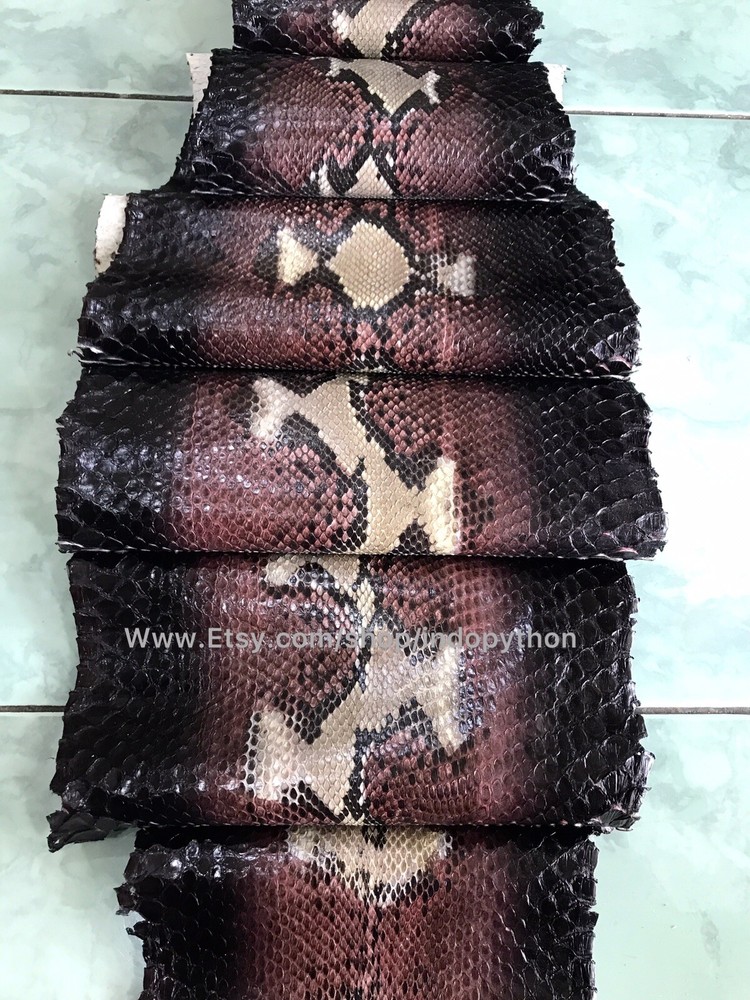 Genuine Python Leather, Exotic Snake Skin, Brown SnakeSkin, Multicolor Leather