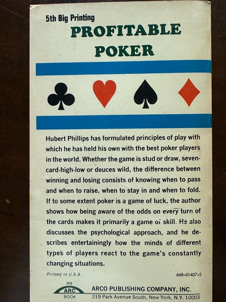 Profitable Poker by Hubert Phillips 1975