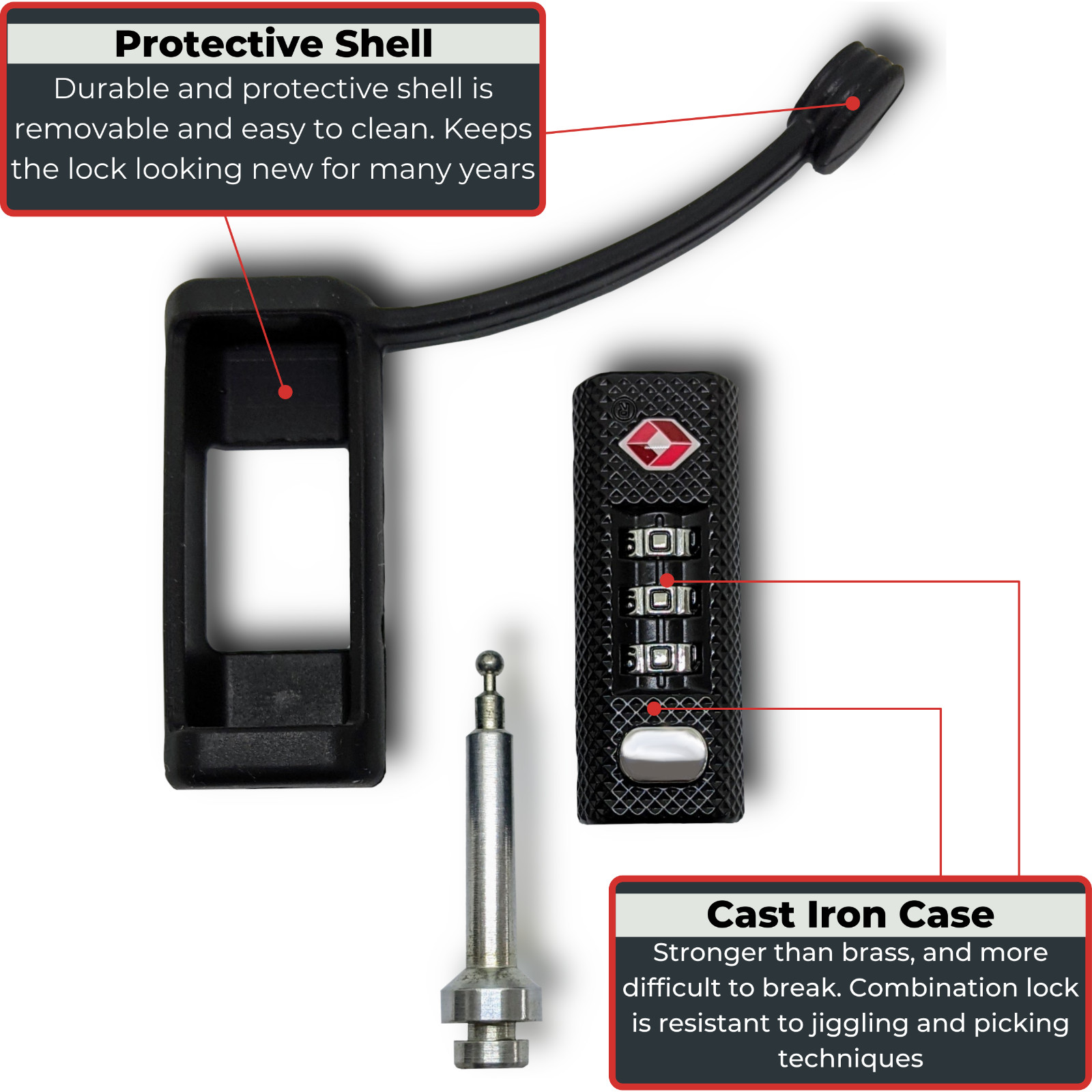TSA Secure Rifle & Pistol Gun Case Luggage Lock -MonoShaft™️ Pelican/SKB/Plano