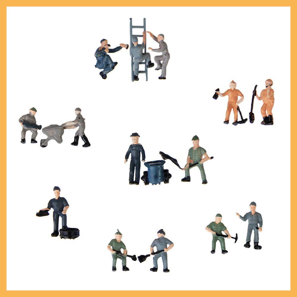 25pcs Simulation Train Track Railroad Worker Model People Figures with Tools ...