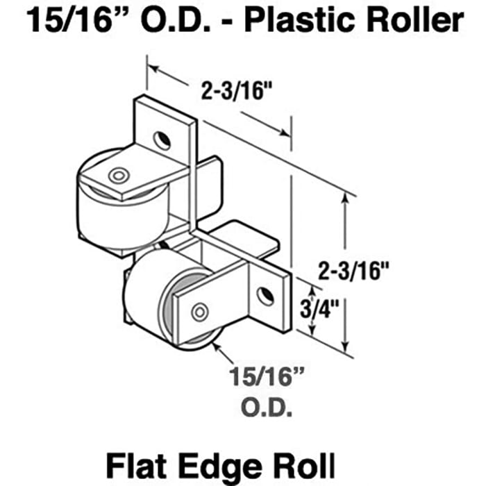 Aftermarket Drawer Guide Roller Assembly 15/16" Flat Nylon White - 2 Pack