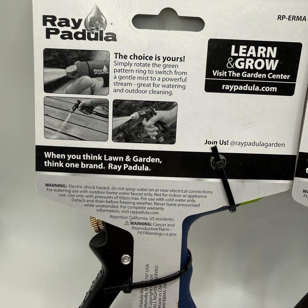 Ray Padula Rear Trigger Metal Adjustable Hose Nozzle 2 Pack Comf-Grip
