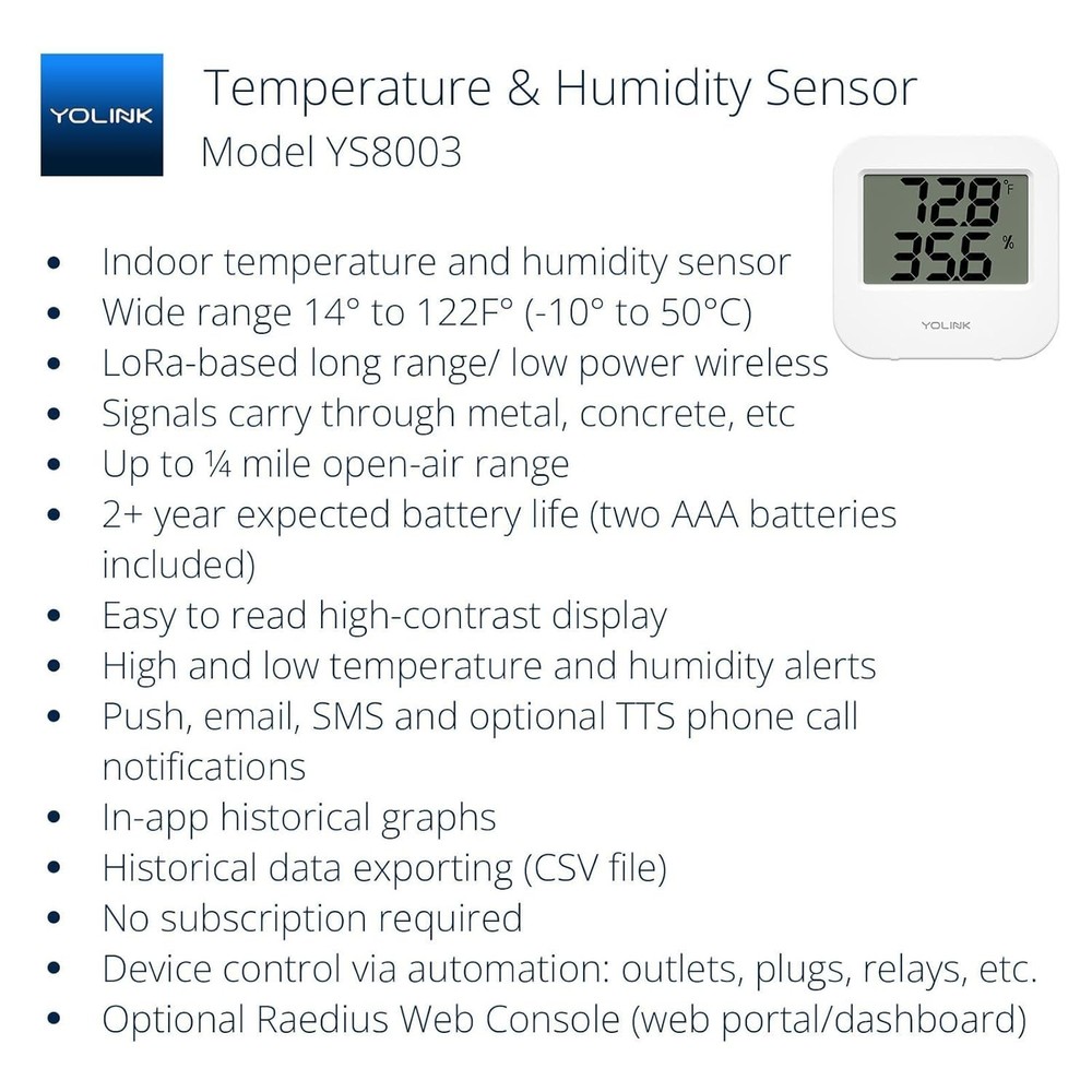 Smart Wireless Temperature & Humidity Sensor, Wide Temp Range for Fridge, Gre...