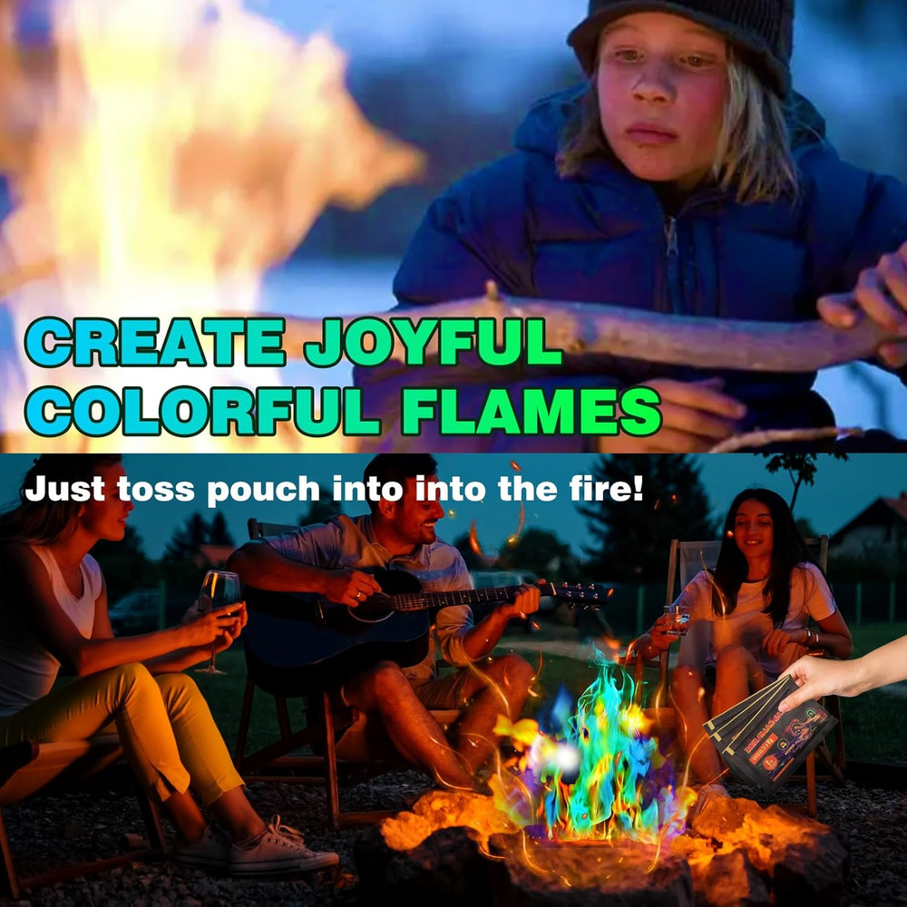 Color Changing Fire Packets for Campfires, Bonfires, and Fire Pits - 10 Pack