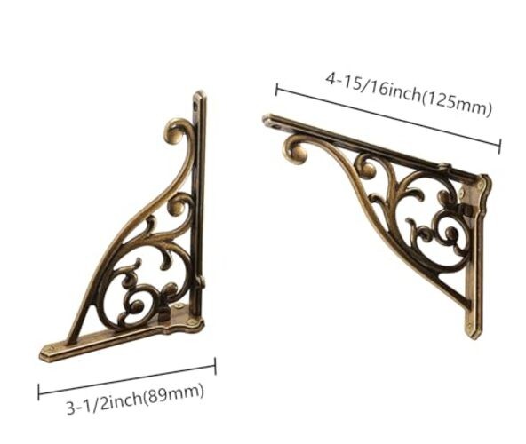 Heavy Duty Solid Stand,5 Inch 2 Pack,Right Angle 5 Inch-2Pack Antique Brass