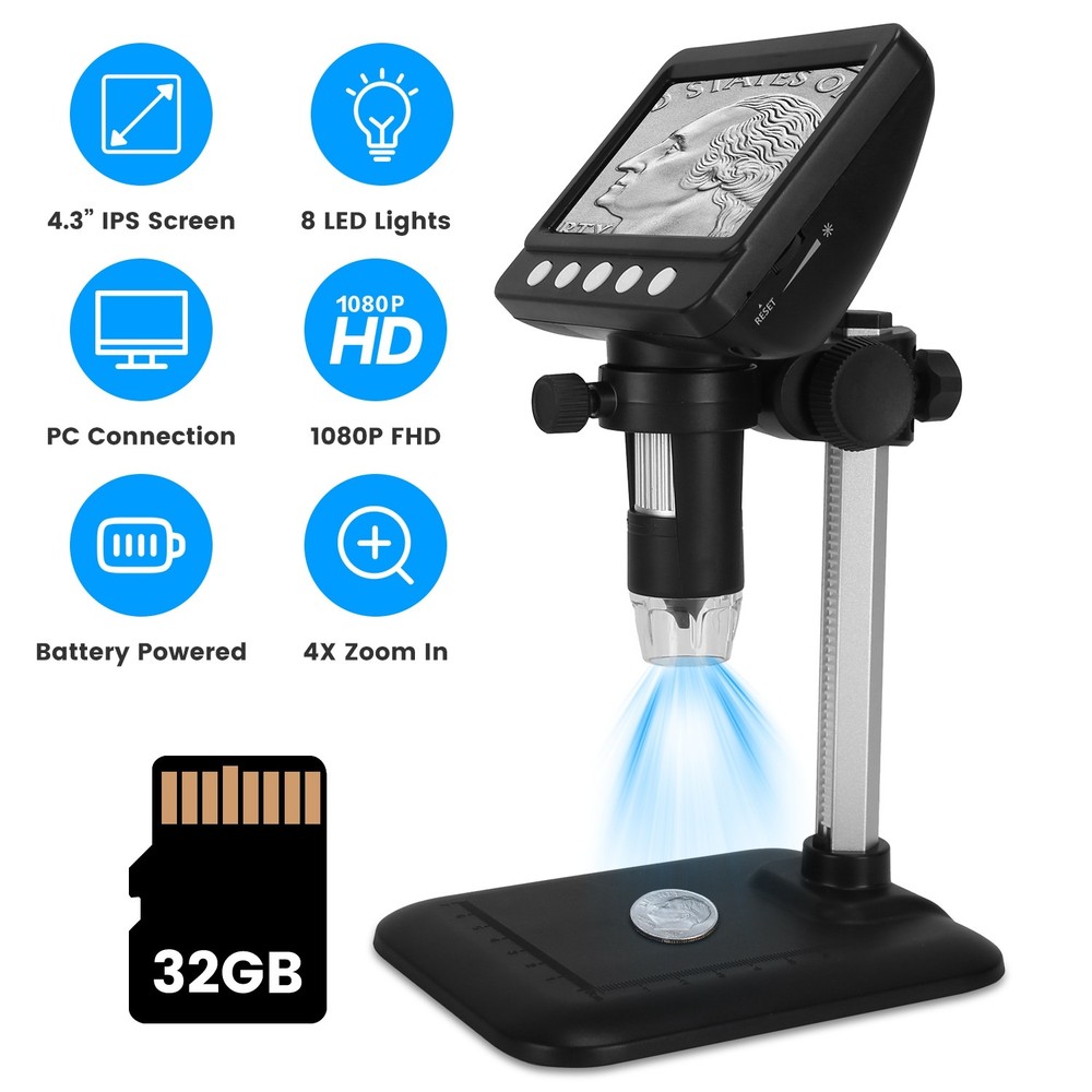 1000X Magnification 4X Zoom Digital Microscope USB Coin Microscope Soldering
