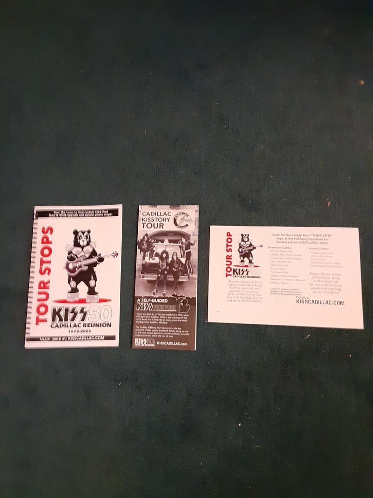 3 CADILLAC (MI) KISSTORY TOUR BROCHURES/FLIERS - 50th ANNIVERSARY OCT. 2025 KISS