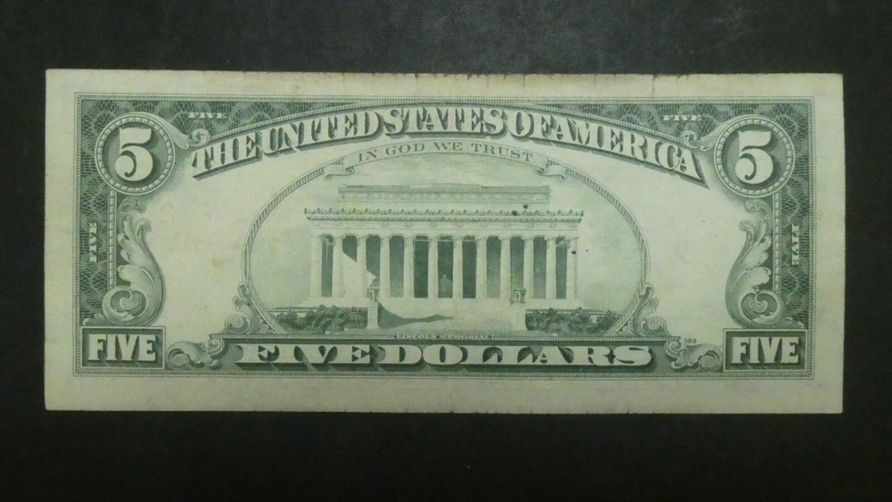 1977 $5 Five Dollars Federal Reserve Note ERROR MISALIGNED MAJOR SHIFT